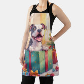 Playful Pitbull Opening Christmas Gifts Holiday Schort (Insitu)