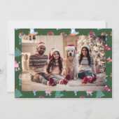 Playful Poodle Ice Skating Pink Christmas  Feestdagenkaart (Achterkant)