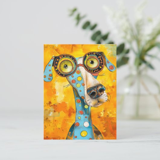 Playful Pop-Art Dog in Bright Hues Briefkaart (Staand voorkant)