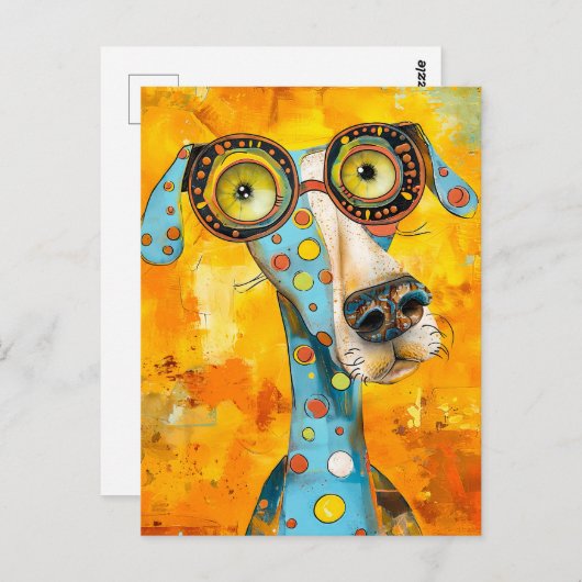 Playful Pop-Art Dog in Bright Hues Briefkaart (Voorkant / Achterkant)