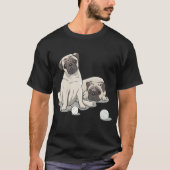 Playful Pug Design T-shirt (Voorkant)