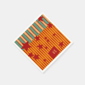 Playful Pumpkin Orange Retro Halloween Star Stripe Servet (Hoek)