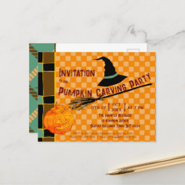 Playful Pumpkin Orange Retro Jack-o'-Lantern Kids’ Briefkaart
