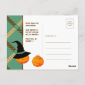 Playful Pumpkin Orange Retro Jack-o'-Lantern Kids’ Briefkaart (Achterkant)