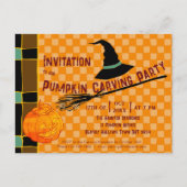 Playful Pumpkin Orange Retro Jack-o'-Lantern Kids’ Briefkaart (Voorkant)