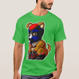 PLAYFUL PUPPY BLUE RED MASK BEARZOO SERIES T-SHIRT