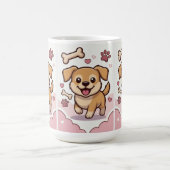 Playful Puppy Joy – Cute Cartoon Dog in Pastel Koffiemok (Center)