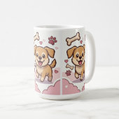 Playful Puppy Joy – Cute Cartoon Dog in Pastel Koffiemok (Voorkant rechts)