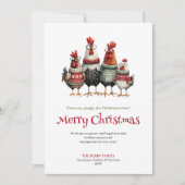 Playful quirky chickens Christmas greeting card Feestdagenkaart (Voorkant)