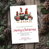 Playful quirky chickens Christmas greeting card Feestdagenkaart