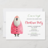 Playful quirky pink santa Christmas invite Kaart (Voorkant)