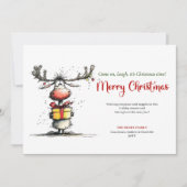 Playful quirky reindeer Christmas greeting card Feestdagenkaart (Voorkant)