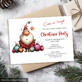 Playful Quirky Santa Classic Red Green Party  Kaart