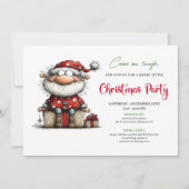 Playful Quirky Santa Hand Drawn Party Invitation Kaart (Voorkant)