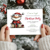 Playful Quirky Santa Hand Drawn Party Invitation Kaart