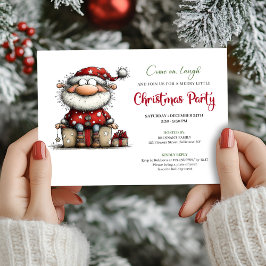 Playful Quirky Santa Hand Drawn Party Invitation Kaart