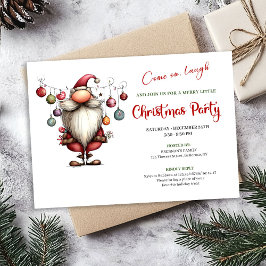 Playful Quirky Santa Watercolor Christmas Party Kaart