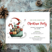 Playful Quirky Santa Watercolor Holiday Invite Kaart