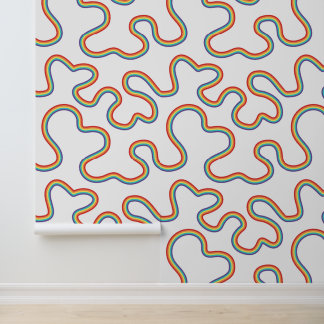 Playful Rainbow Ribbon Wallpaper Behang