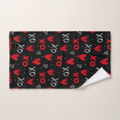 Playful Red & Black XO Heart Pattern on Black Bad Handdoek (Handdoek)