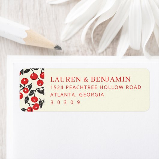 Playful Red Cherry Illustration Etiket (Insitu)