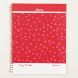 Playful Red Modern Floral Planner