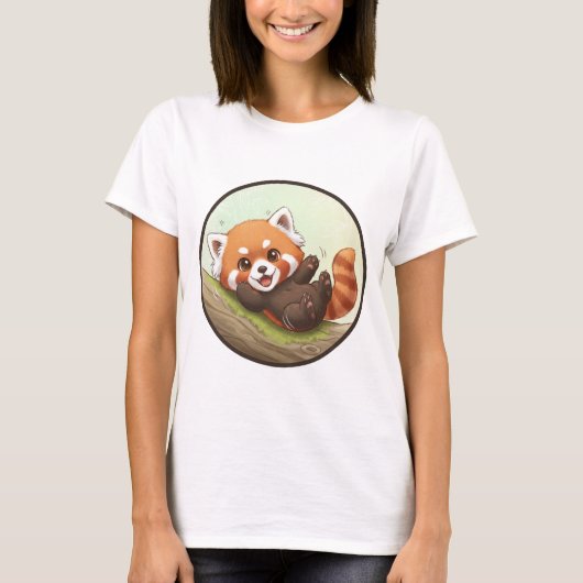 Playful Red Panda Forest Tee T-shirt (Voorkant)