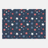 Playful Red White Blue Star Gift Wrap Inpakpapier Vel (Voorkant)