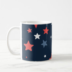Playful Red White Blue Star Notebook Koffiemok