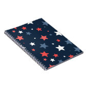 Playful Red White Blue Star Notebook Notitieboek (Rechterzijde)