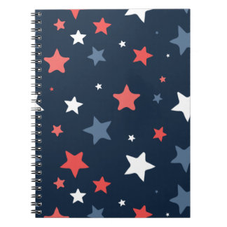 Playful Red White Blue Star Notebook Notitieboek