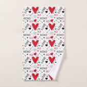 Playful Red & White XO Heart Pattern on White Bad Handdoek (Handdoek)