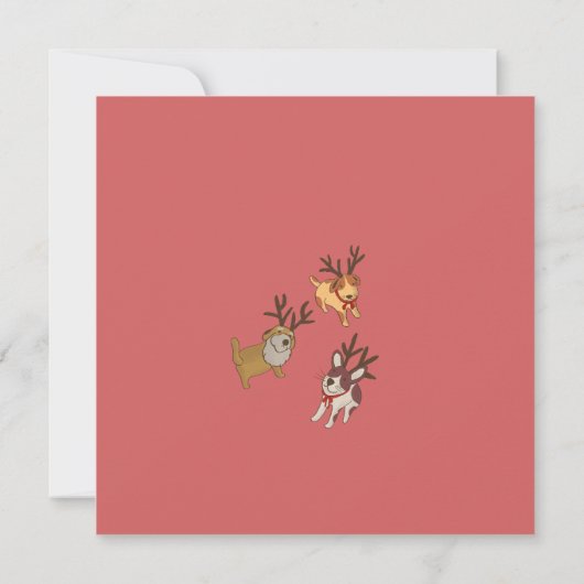 Playful Reindeer Dogs Christmas Illustration Save The Date (Achterkant)