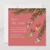 Playful Reindeer Dogs Christmas Illustration Save The Date (Voorkant)