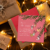 Playful Reindeer Dogs Christmas Illustration Save The Date