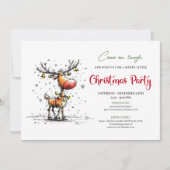 Playful Reindeer Festive Celebration Invitation Kaart (Voorkant)