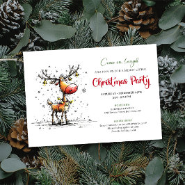 Playful Reindeer Festive Celebration Invitation Kaart