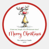 Playful reindeer quirky holiday sticker design (Voorkant)