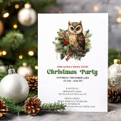 Playful retro Christmas owl party invitation Kaart