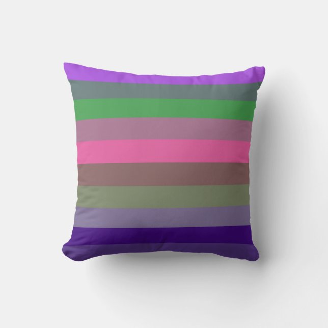 Playful Retro Pop Purple & Green Stripe Pattern Kussen (Voorkant)