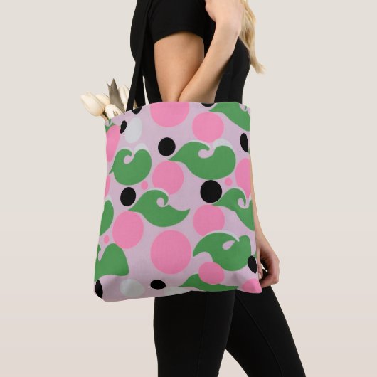 Playful Retro Swirl Pattern Tote Bag (Dichtbij)