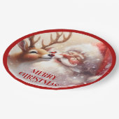 Playful Santa and Red Nose Rudolph Paper Plates Papieren Bordje (Gekanteld)