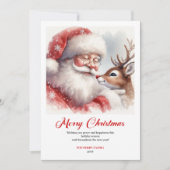 Playful Santa And Rudolph Christmas Cheer Greeting Feestdagenkaart (Voorkant)
