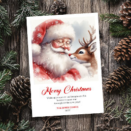 Playful Santa And Rudolph Christmas Cheer Greeting Feestdagenkaart