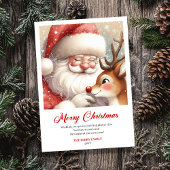 Playful Santa And Rudolph Christmas Cheer Greeting Feestdagenkaart