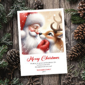 Playful Santa And Rudolph Christmas Cheer Greeting Feestdagenkaart