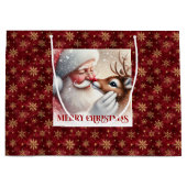 Playful Santa and Rudolph Classic Christmas Bag Groot Cadeauzakje (Voorkant)