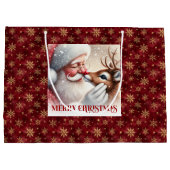 Playful Santa and Rudolph Classic Christmas Bag Groot Cadeauzakje (Achterkant)