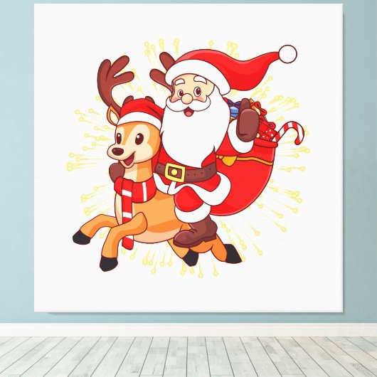 **"Playful Santa Claus Design – Fun and Festive Ch Canvas Afdruk (Insitu (Houten vloer))