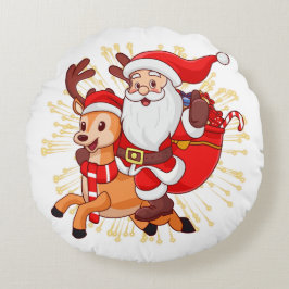 **"Playful Santa Claus Design – Fun and Festive Ch Rond Kussen